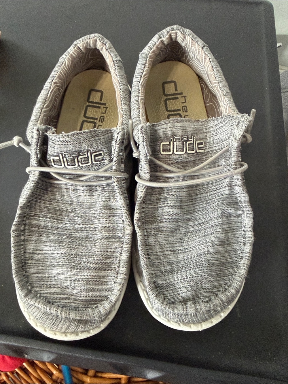 Hey Dude Light Grey Knit Slip-On Sneakers Unisex